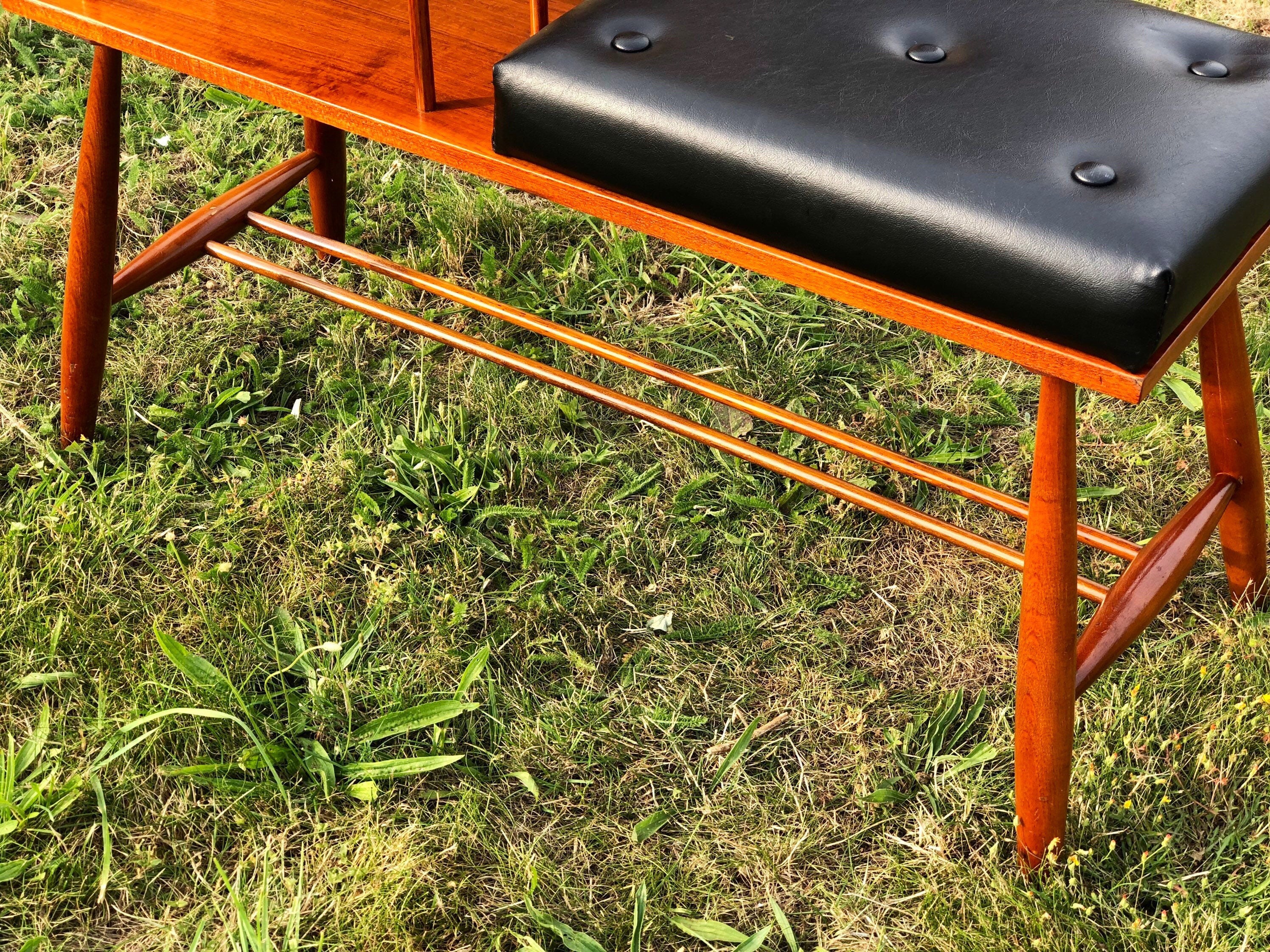 Mid Century Ercol Style Telephone Hall Table with Seat