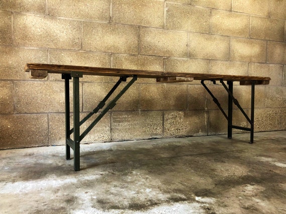 A Vintage German Beer Fest Style Bench with Folding Legs