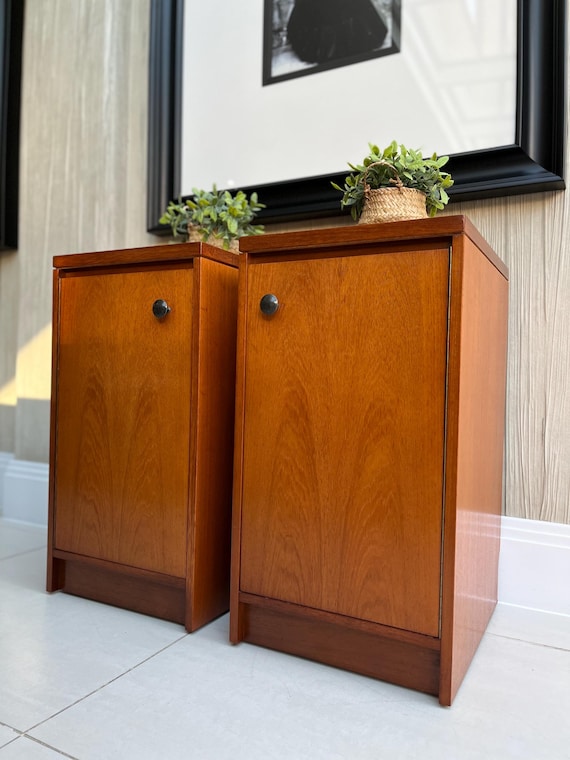 MCM William Lawrence Teak Bedside Cabinets - Matching Pair