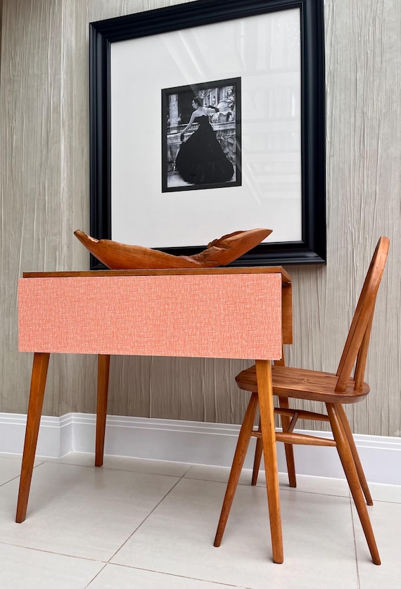 Retro Tangerine Formica Drop Leaf Table – Mid Century Kitchen or Craft Table, Seats 1–4