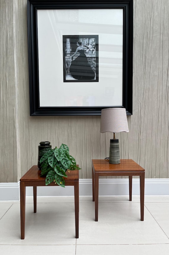 Mid Century British Teak Nesting Side Tables – Pair (c.1960s–70s)
