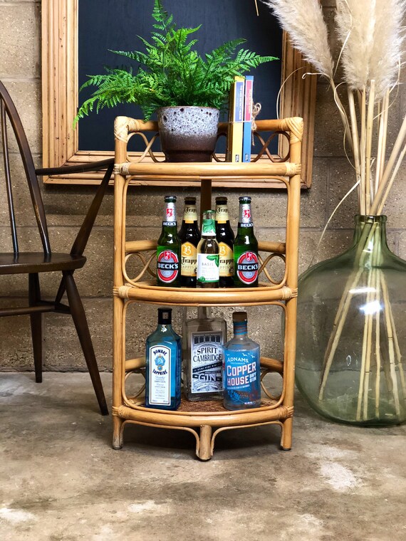 A Bamboo Three Tier Corner Shelf