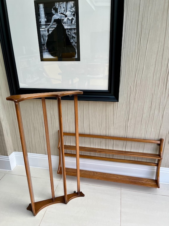 Pair of Vintage Ercol Model 268 Solid Elm Wall Display Shelves / Original Plate Racks