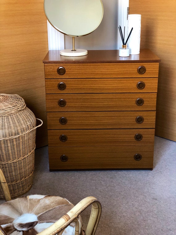 70s Teak Schreiber Chest of Six Drawers