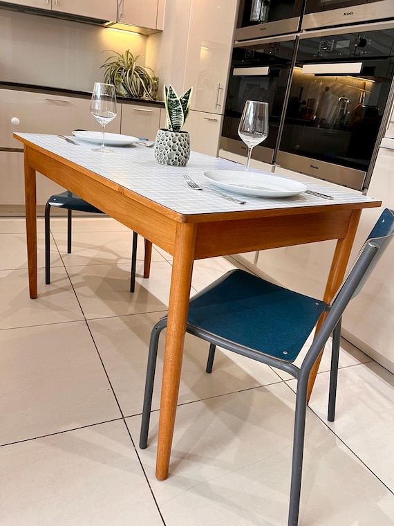 60’s Grey & White Checkered Formica Table