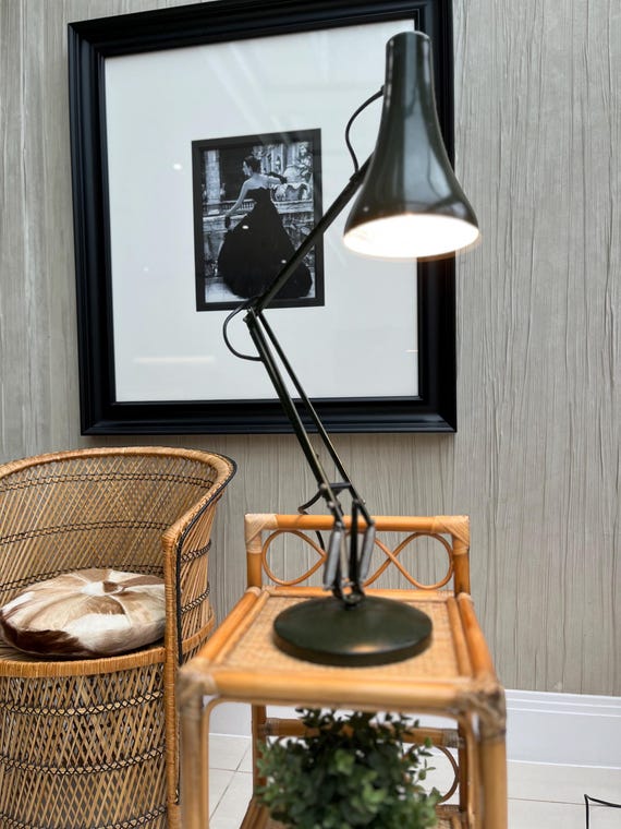 Vintage British Anglepoise Desk Lamp in Olive Green | Original Industrial Adjustable Task Lighting