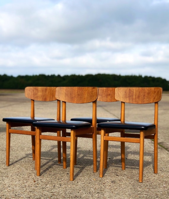 A Vintage Set of Four Mid Century Danish Style Dining Chairs 1960s