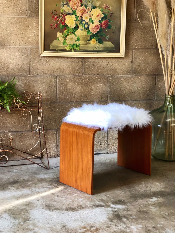 A Reupholstered Fluffy Vintage Schreiber Dressing Table Stool