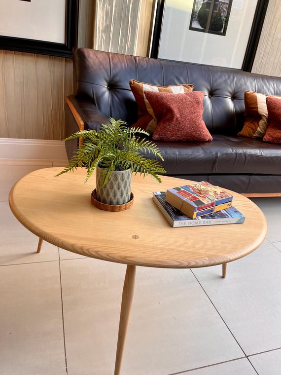 Large Vintage Ercol Pebble Coffee Table – Mid-Century Modern Design