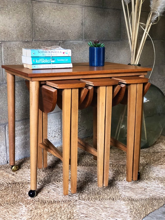 Vintage Teak Nest of Four Danish Coffee/End/Plant Tables by Poul Hundevad for NOVY DOMOV, 1960s