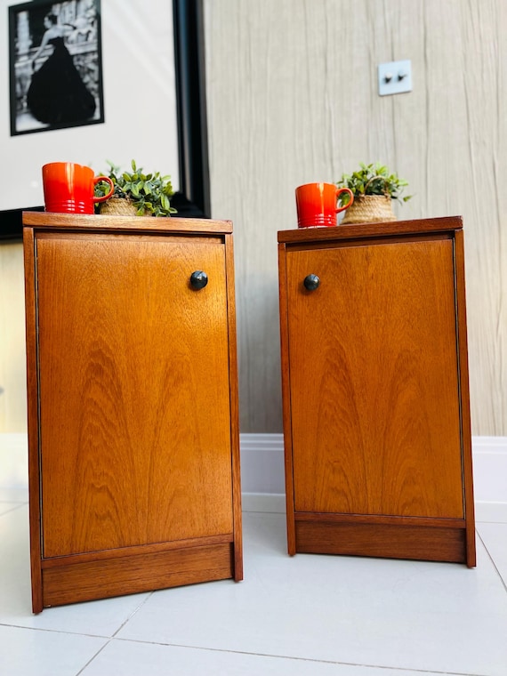 MCM William Lawrence Teak Bedside Cabinets - Matching Pair