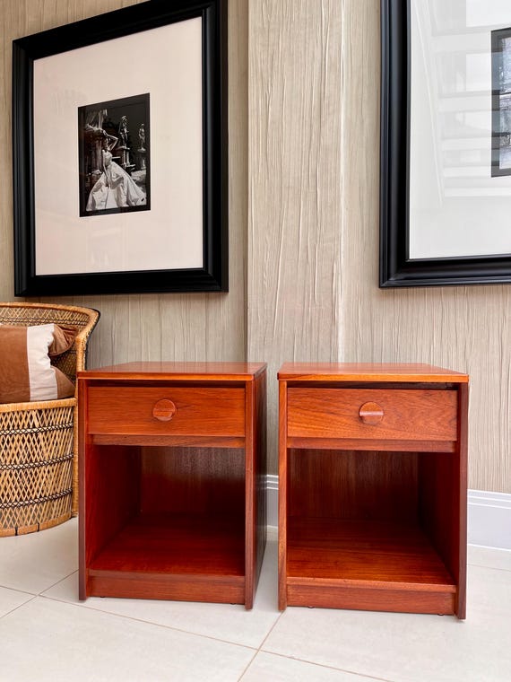 Matching Pair – Vintage Stag Teak Box-Style Bedside Cabinets – Beautifully Refreshed!