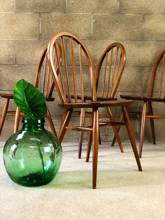 A Set of Four Vintage Ercol Windsor Blond Kitchen Dining Chairs model 400
