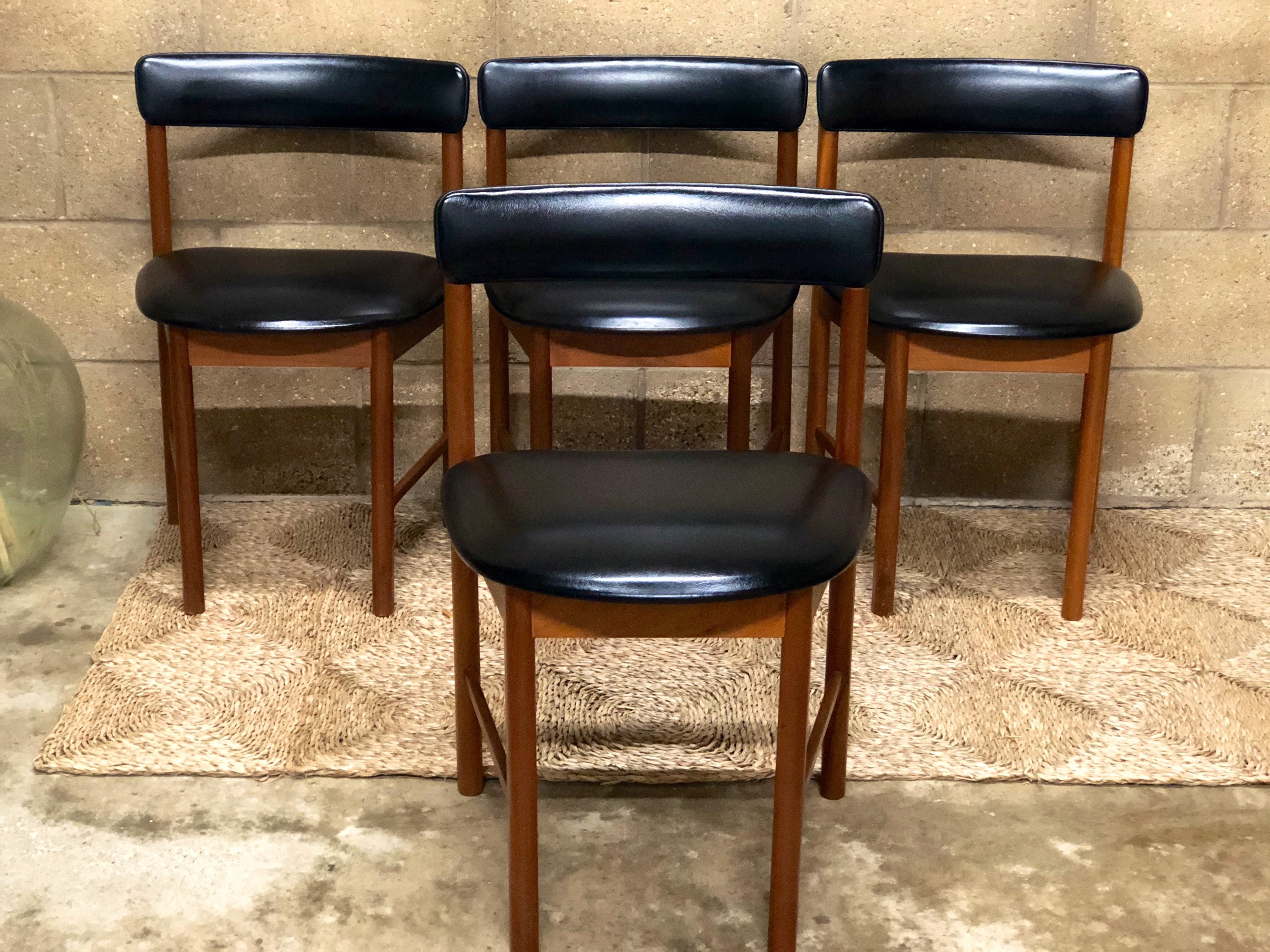 A Remarkable Set of Four Vintage 1970s McIntosh Teak Dining Chairs