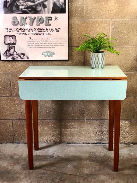 60s Aqua Blue/Green Formica Folding Kitchen Table