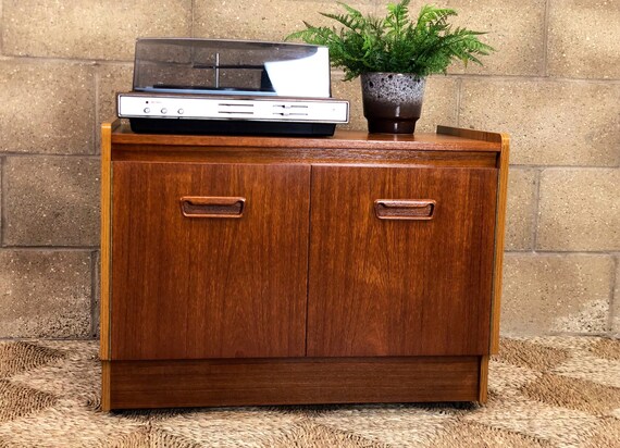 Teak Mobile MCM Low TV Media Storage Cupboard G Plan Style