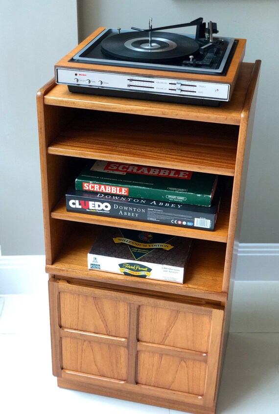 Retro Nathan MCM Media Cabinet with Vinyl Storage and Shelving