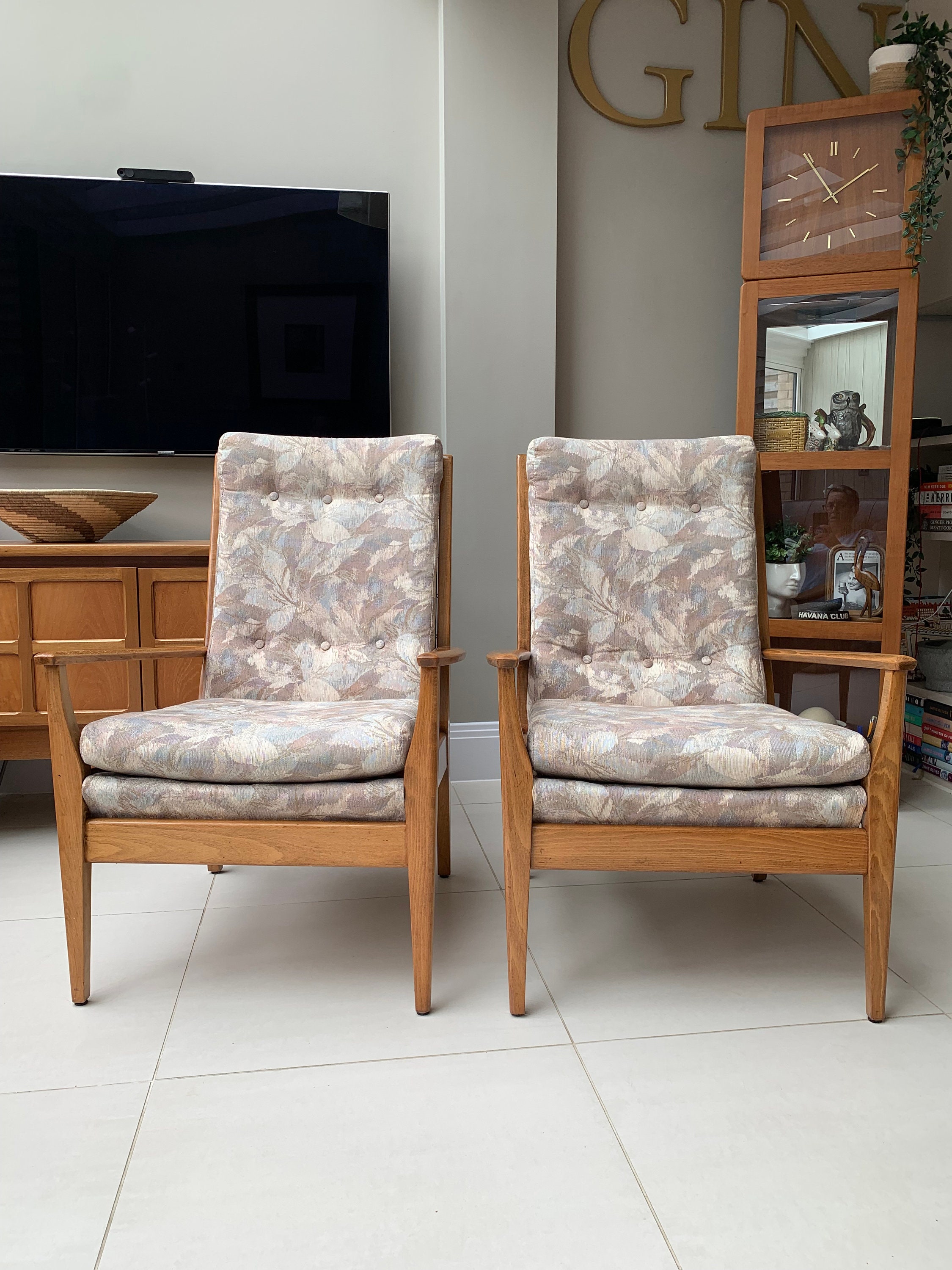 A Pair of Vintage Cintique Lounge Chairs