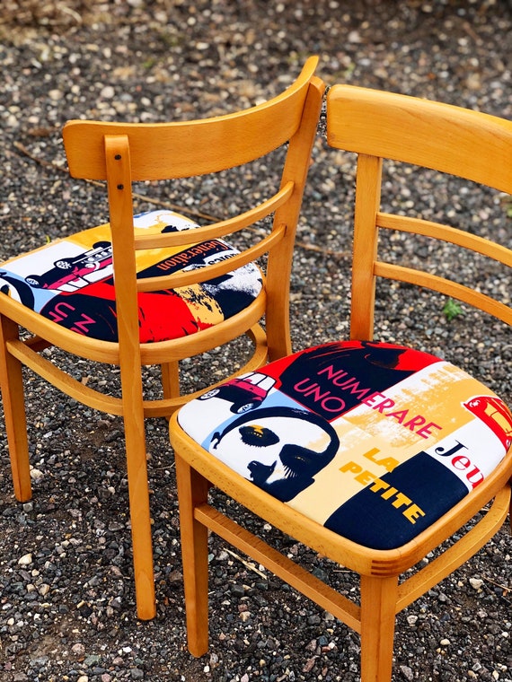 A Pair of Quitmann KItchen Cafe Chairs Newly Upholstered.