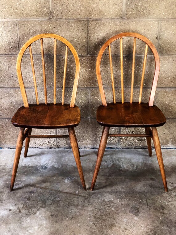 A Pair of Ercol Windsor Kitchen Dining Chairs Model No 400
