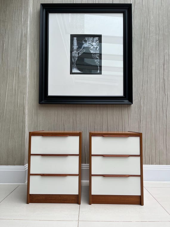 Vintage Danish Steens Teak Bedside Drawers – Matching Pair, Mid-Century Modern