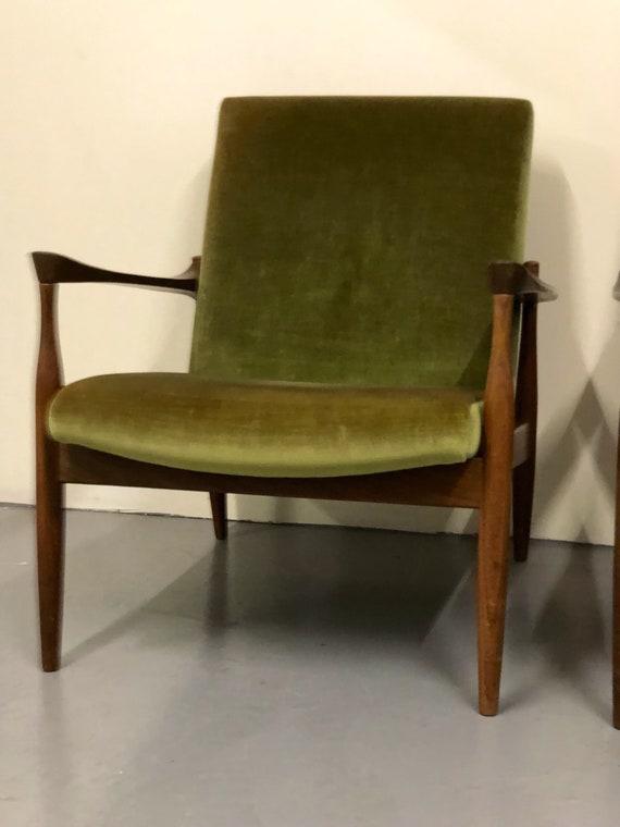 Ib Kofod Larsen for G Plan Teak Green Danish Lounge Chair - A Pair Available.