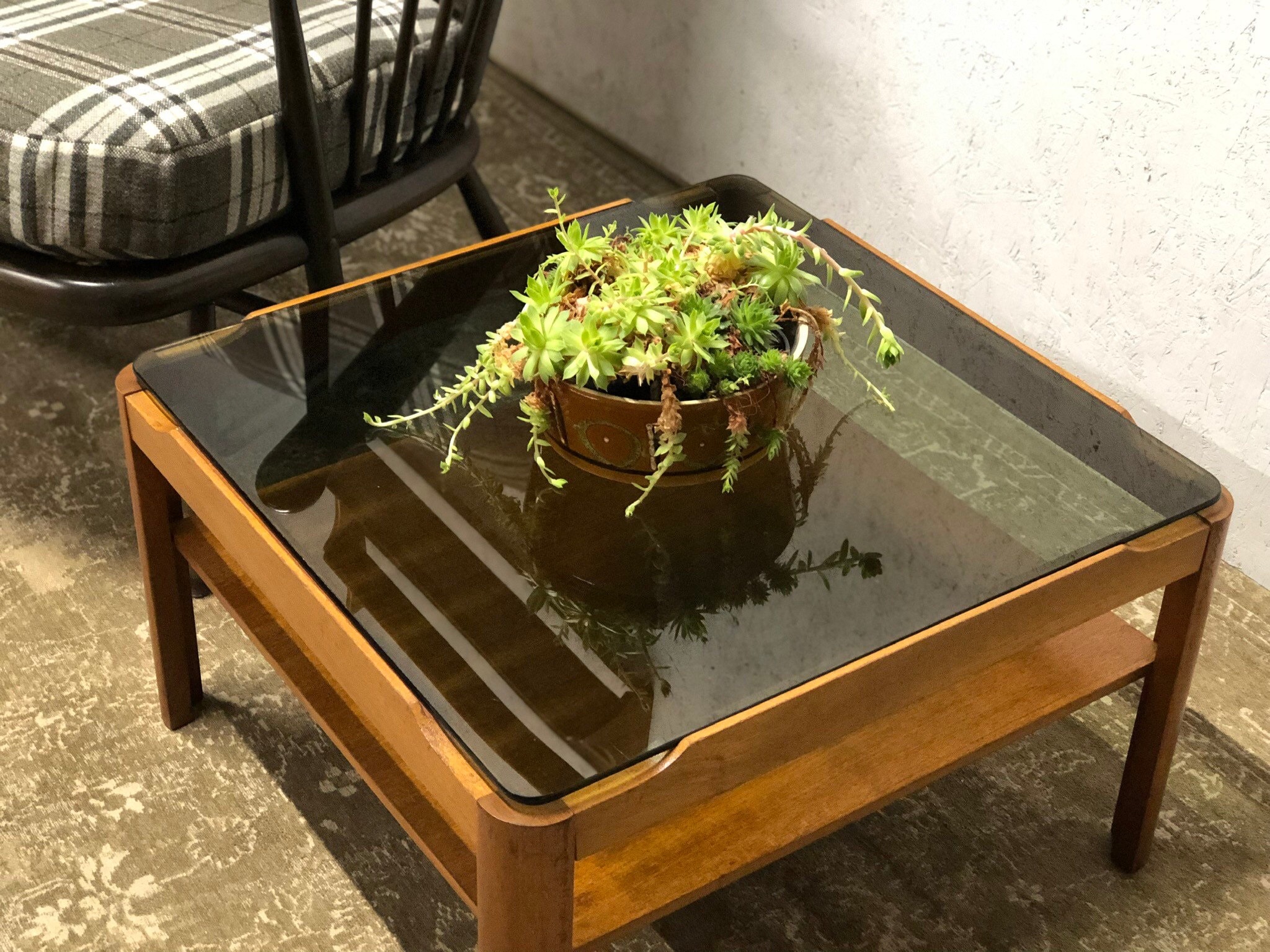 Vintage smoked glass coffee cheap table