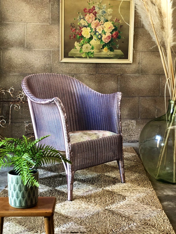 Lloyd Loom Style Rose Gold Chair - Resprayed and Reupholstered!