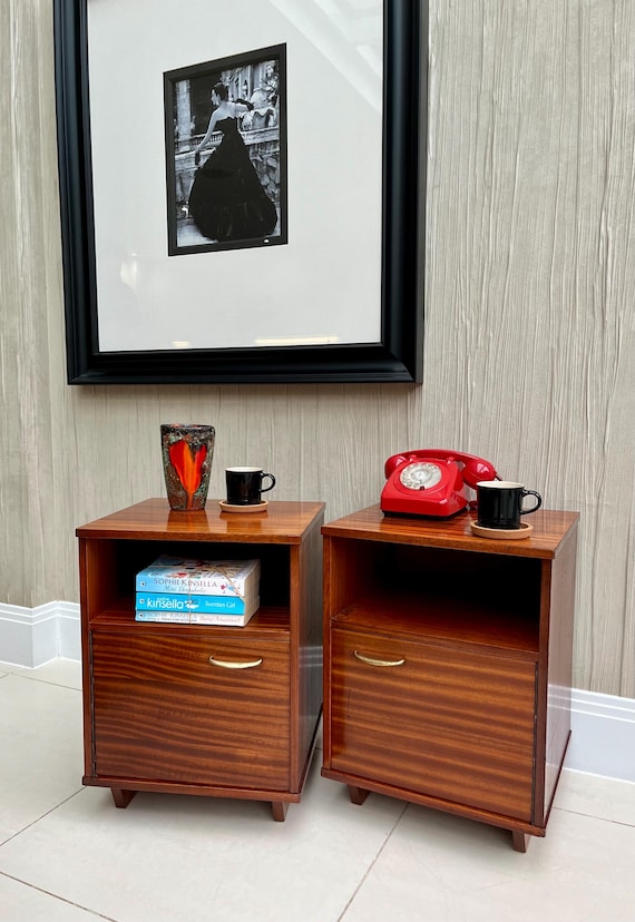 A Matching Pair of Mid-Century Avalon Teak Bedside Cabinets