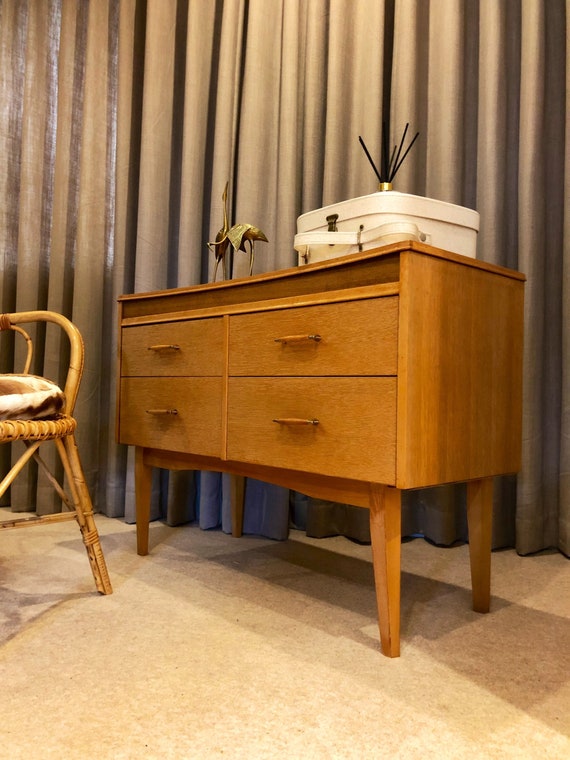 Lebus MCM Blond Oak Four Drawer Dressing Table / Sideboard