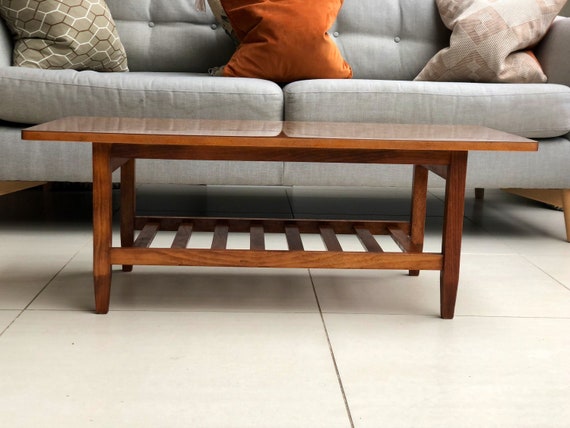MCM Danish Style Compact Coffee Table with Magazine Rack