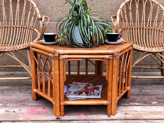 MCM Bamboo Hexagonal Two Tier Coffee Table