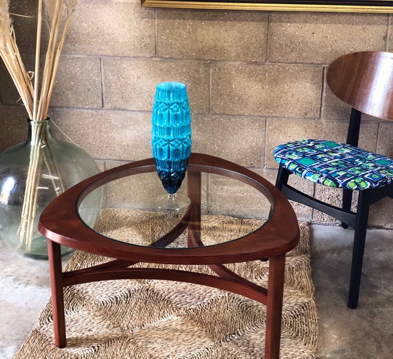 Mid Century Nathan Triangular Glass Topped Coffee/End Table