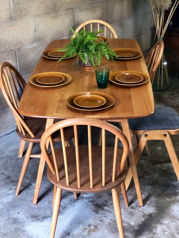 60s Ercol Blond Plank Kitchen/Dining Table/Desk