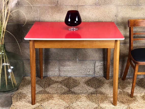 Kandya 50s Retro Red Formica Kitchen Dining Table Desk