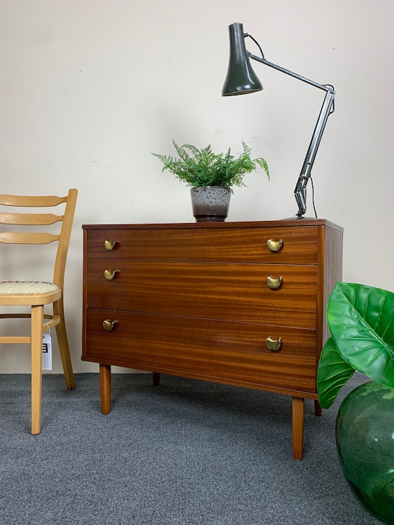 60s Avalon Chest of Three Drawers with Original Brass Handles