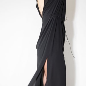 NEW Sexy Open Back Dress Floor Length Dress High Slit Gown Maxi Dress With Slit Evening Dress Long Sleeve Dress Black Dress image 2