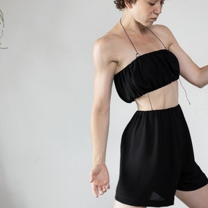 Loose Fit Shorts | Wide Leg Bermuda Shorts | Elastic Waist Short Pants |  Women&#39;s Summer Pants | Classy Black Shorts | Ethical Fashion