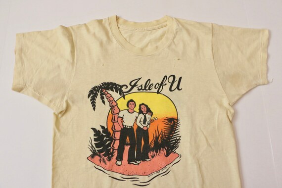 70s t shirt, 70s distressed tee, 1970s Isle of You