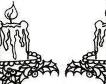 Two CHRISTMAS CANDLESTICKS - CLiNG RuBBer STaMPs