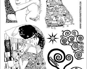 Gustav Klimt - set of unmounted rubber stamps by Cherry Pie - Plate 01