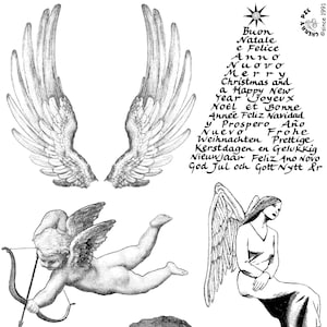 Wings, Cherub, Angels- set of unmounted rubber stamps by Cherry Pie - Plate 34