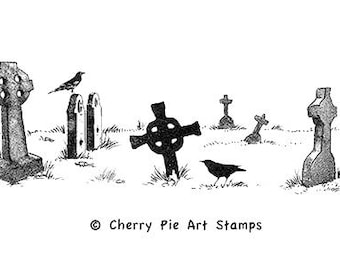 CEMENTERIO CELTA / cementerio - SELLO DE GOMA ADHESIVO de Cherry Pie S578