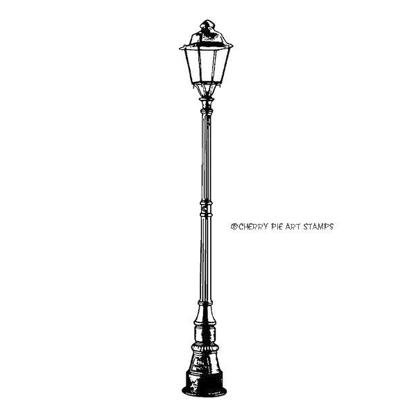 larger Street lamp post- CLING rubber stamp by Cherry Pie G251