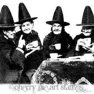 Festa do Chá das Bruxas - Crones CLiNG Rubber Stamp da Cherry Pie R523
