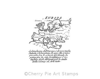 Europe map, antique - CLING rubber stamp by Cherry Pie P399