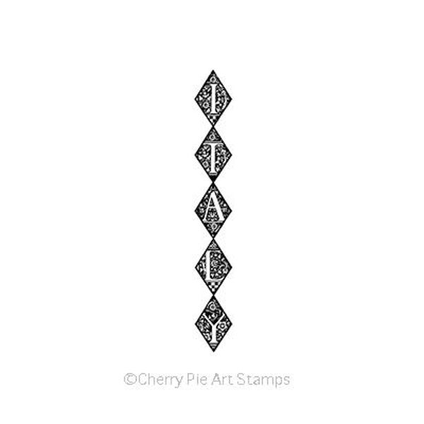 ITALY - Vintage ornate script - CLING rubber stamp by Cherry Pie G242