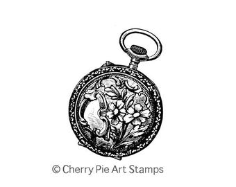 Geschlossene Taschenuhr - CLING RuBBer STAMP von Cherry Pie J288