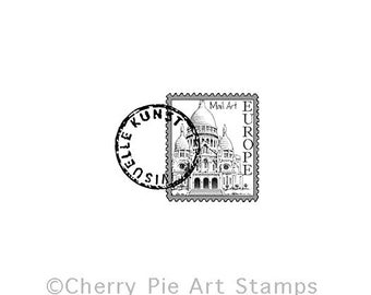 Europe Mail art postoid - CLING rubber stamp by Cherry Pie D161
