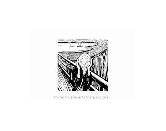 The SCREAM by Edvard Munch- CLiNG Rubber STaMP by Cherry Pies E187